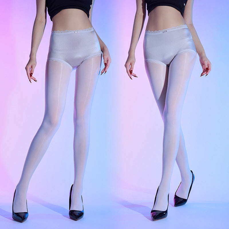 Satin Panty Glossy Open Crotch Pantyhose