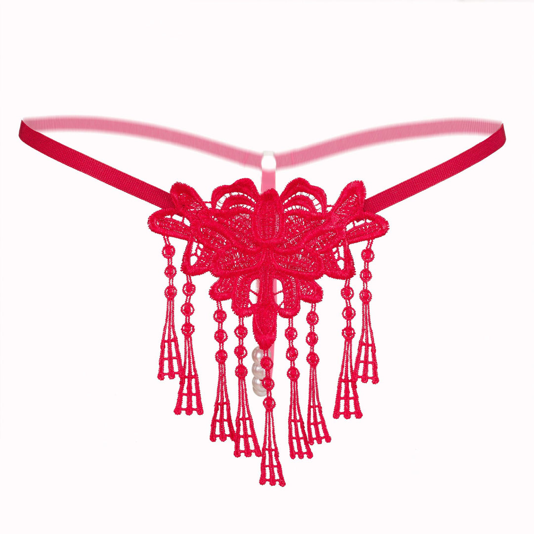Tassel Pearl Lace Thong