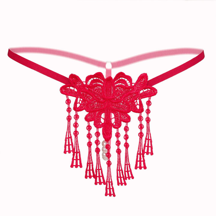 Tassel Pearl Lace Thong