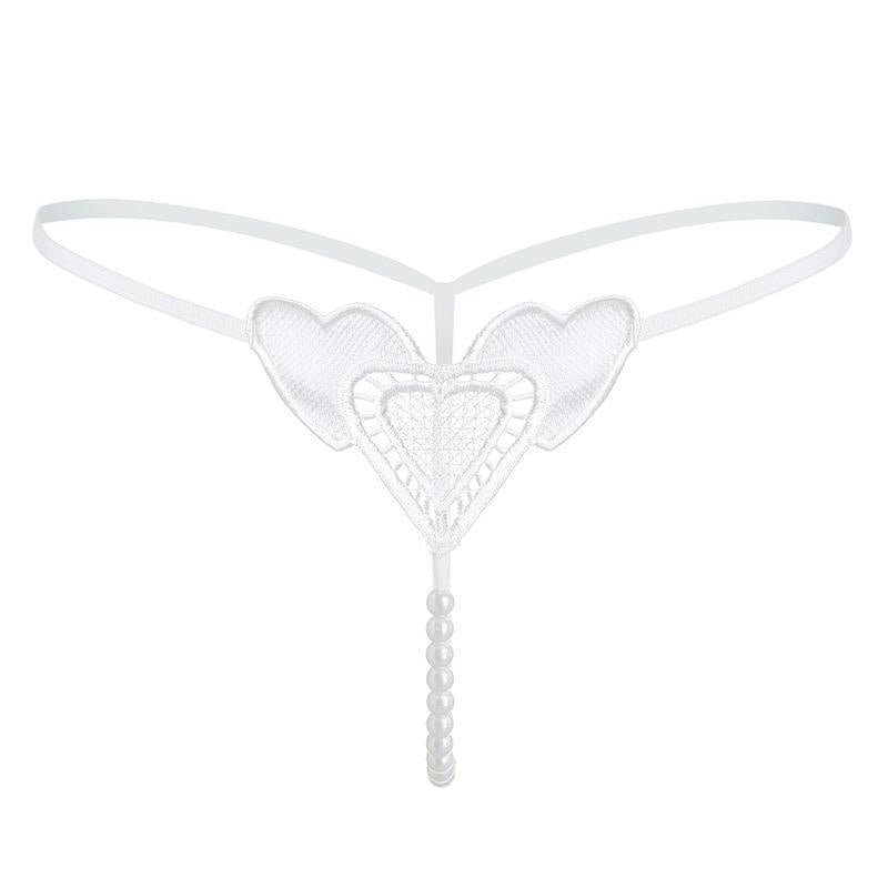 Heart Lace Pearl Thong