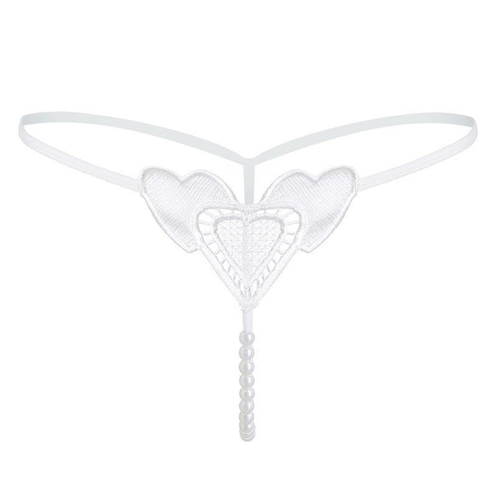 Heart Lace Pearl Thong