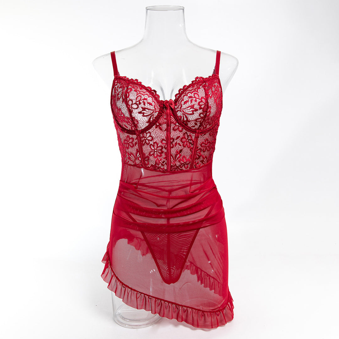 Lace Underwire Mesh Babydoll Dress