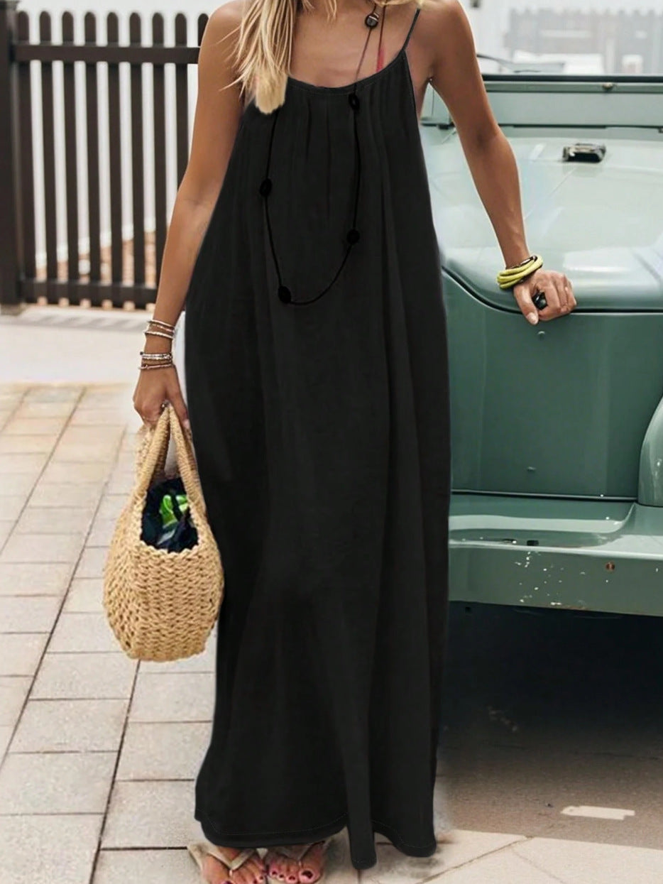 Backless Silk Touch Loose Maxi Lounge Dress