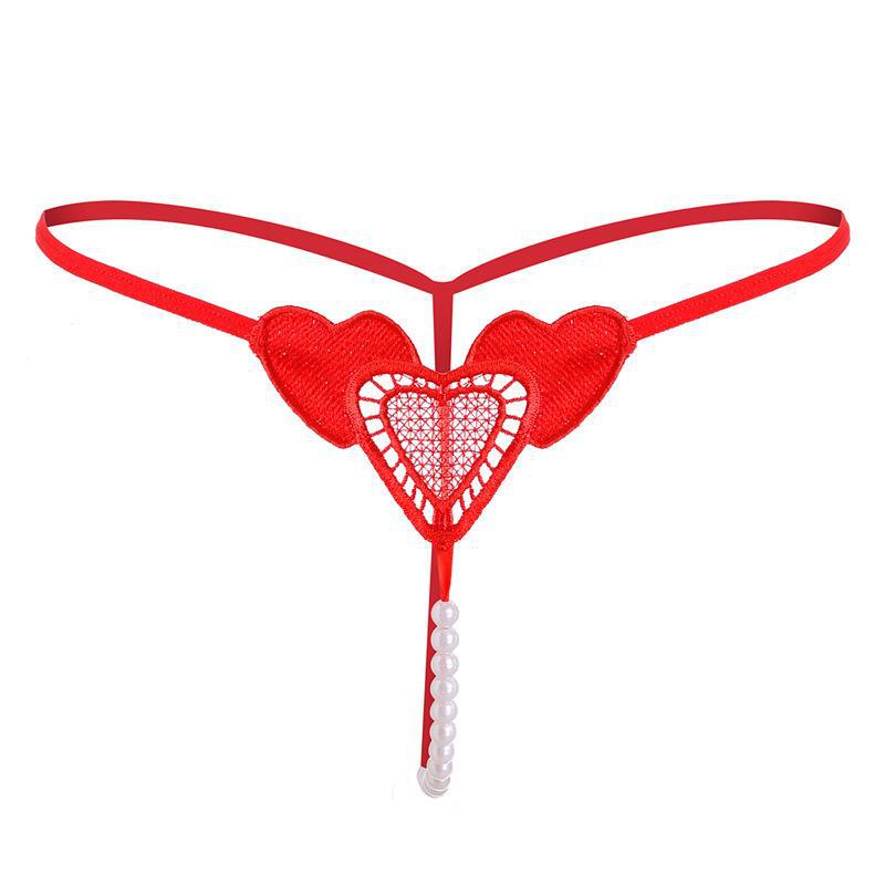 Heart Lace Pearl Thong