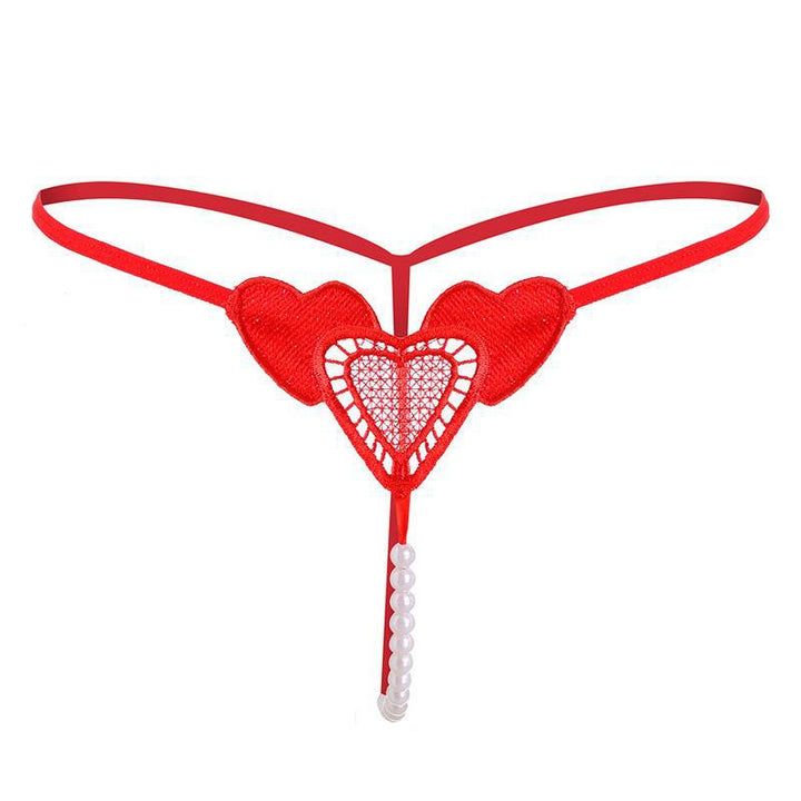 Heart Lace Pearl Thong