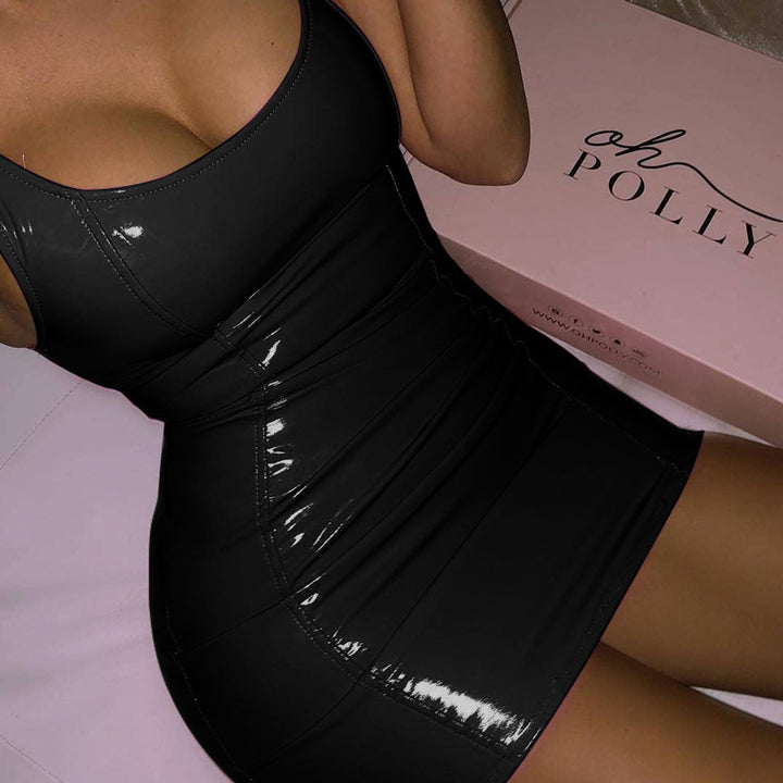 Wetlook Bodycon Leather Mini Dress