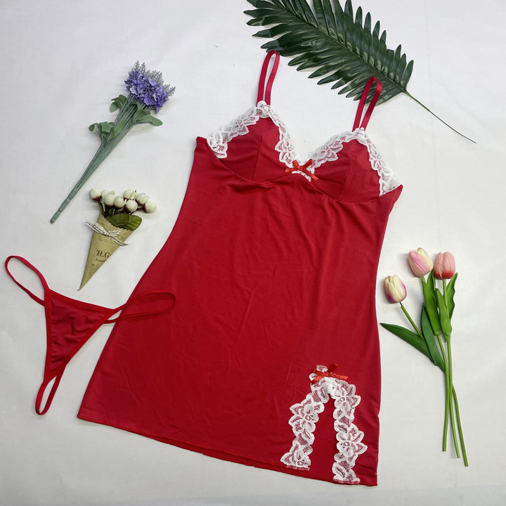 Lace Trim Deep V Nightdress