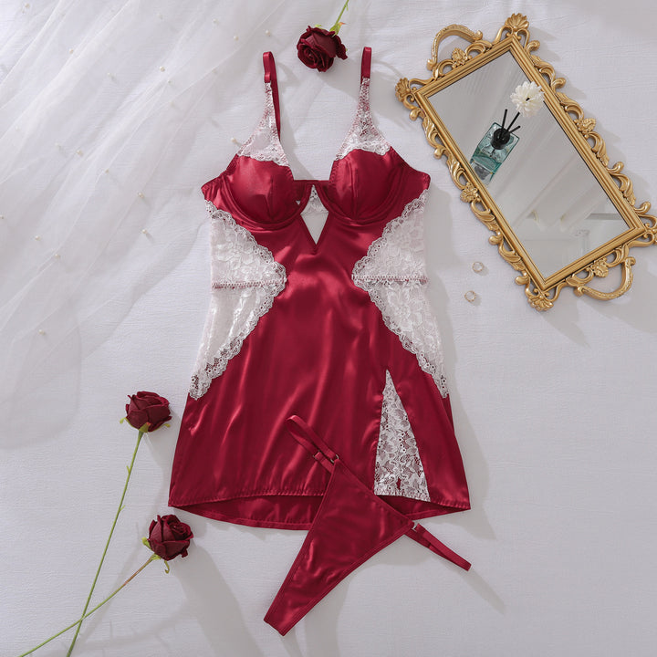 Silk Cutout Nightdress Set