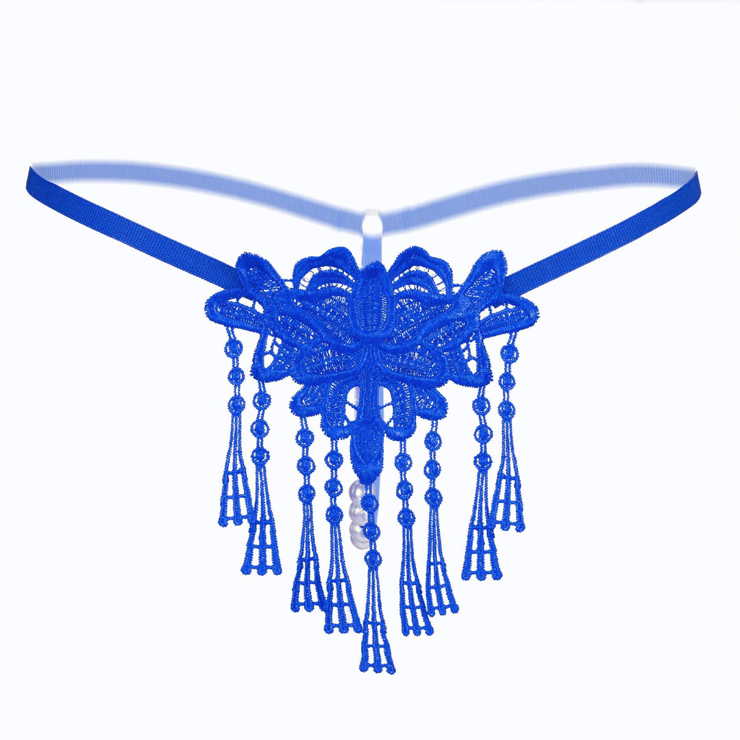 Tassel Pearl Lace Thong