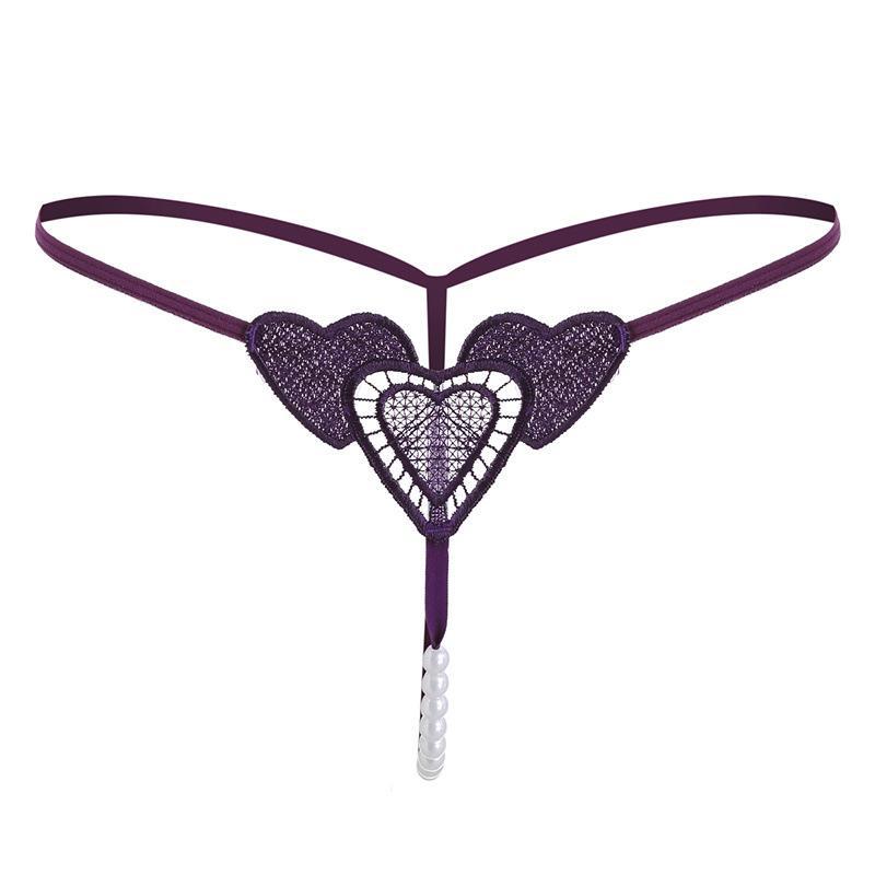 Heart Lace Pearl Thong