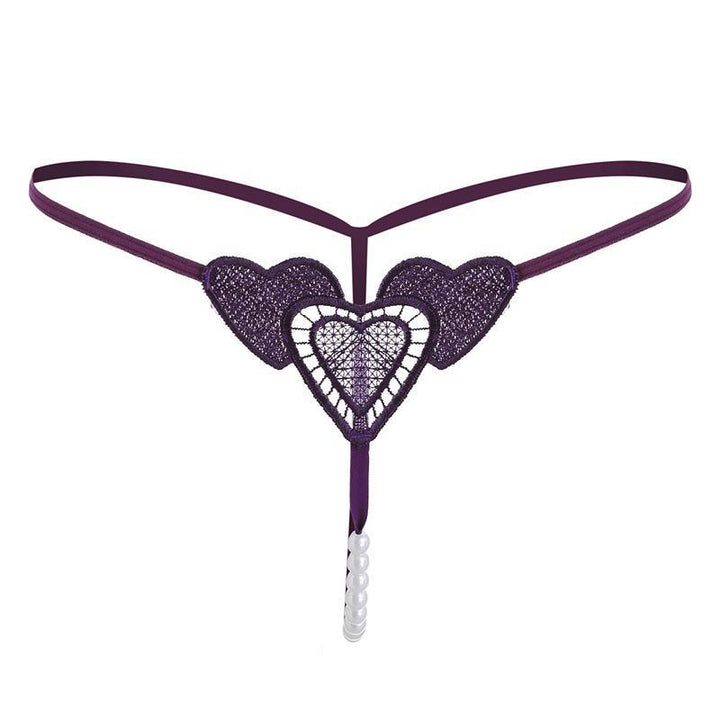 Heart Lace Pearl Thong
