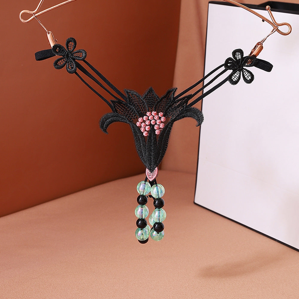 Glow Bead Crotchless Thong