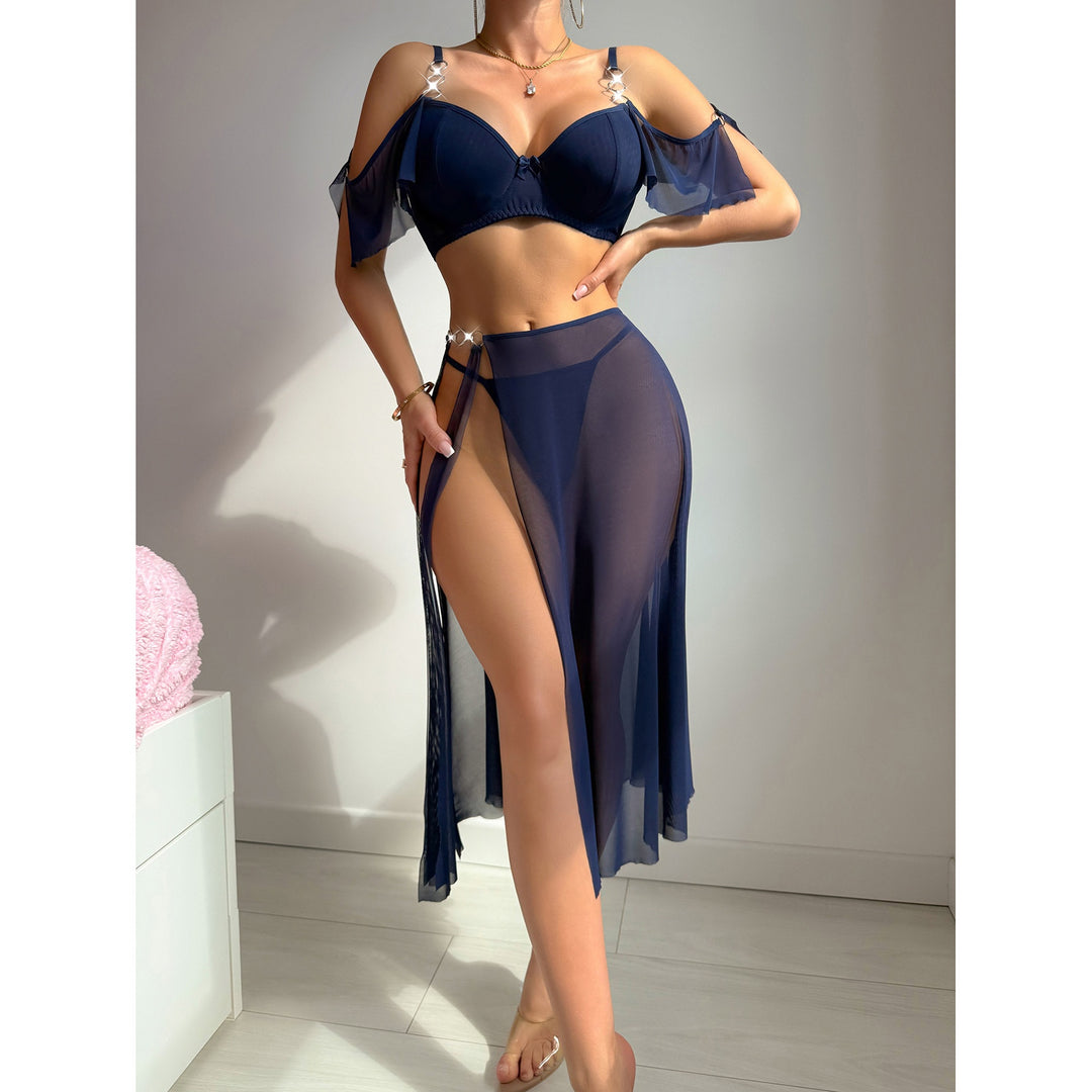 Off-Shoulder High Slit Skirt Set