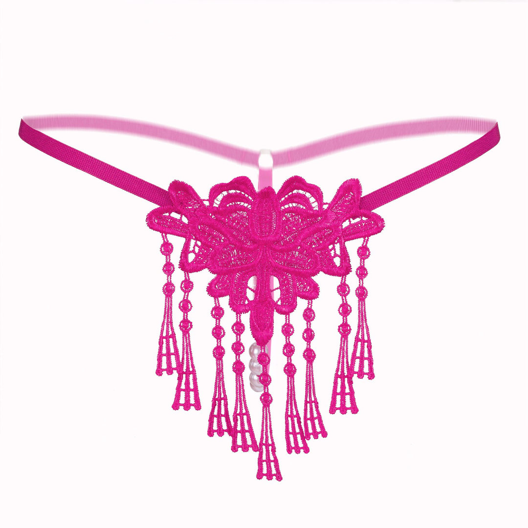Tassel Pearl Lace Thong