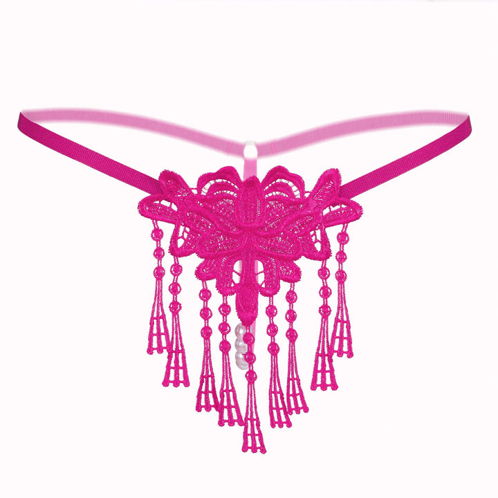 Tassel Pearl Lace Thong