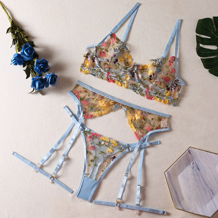 Wildflower Embroidered Garter Set