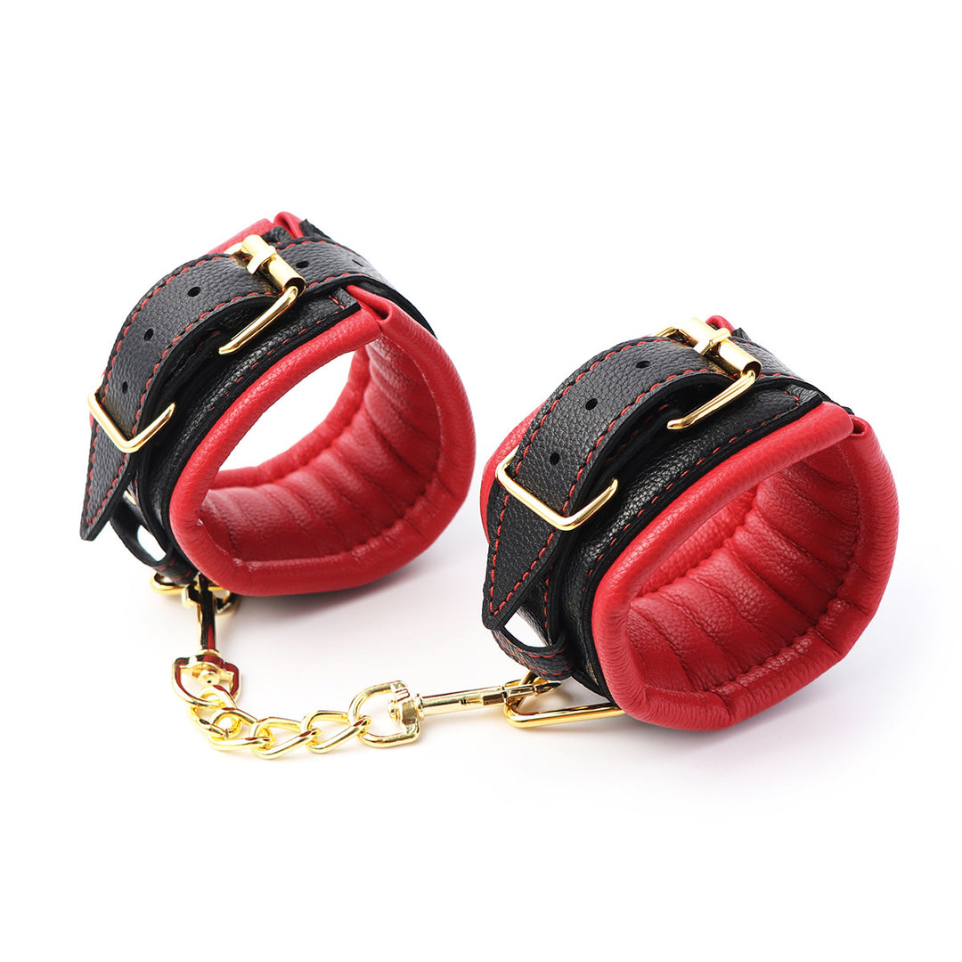 Luxury Leather BDSM Handcuffs Set