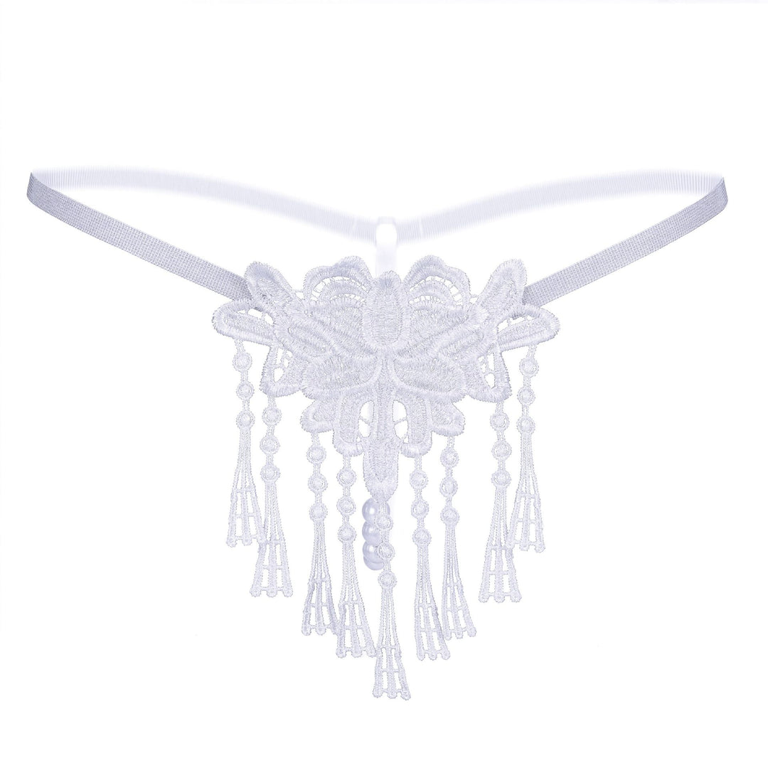 Tassel Pearl Lace Thong