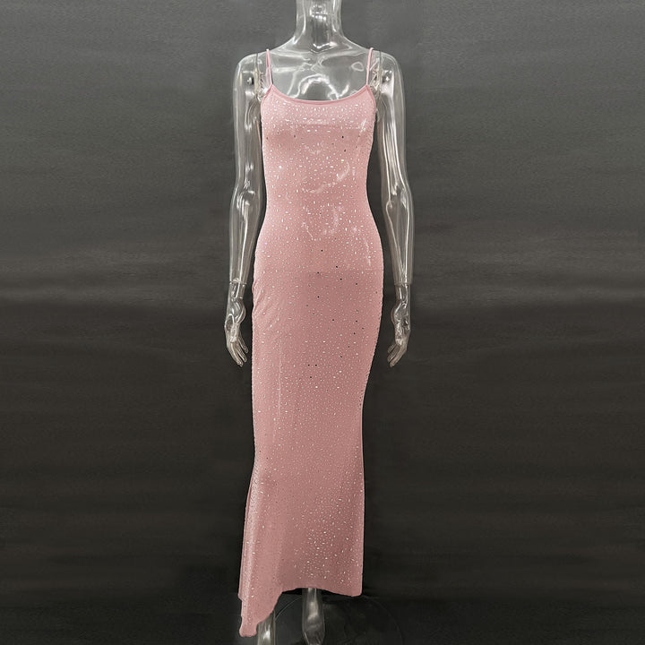 Rhinestone Sheer Mesh Maxi Dress