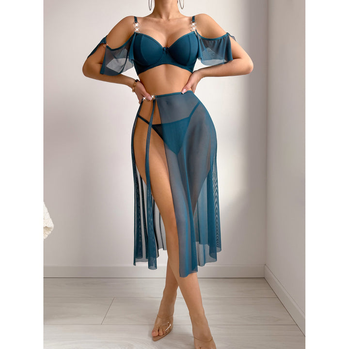 Off-Shoulder High Slit Skirt Set