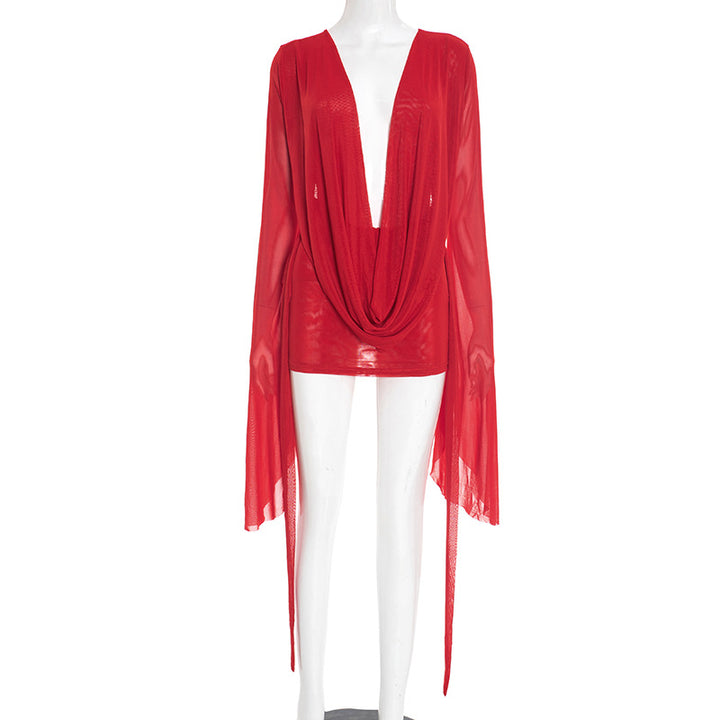 Moonlit Drape Backless Mini Dress