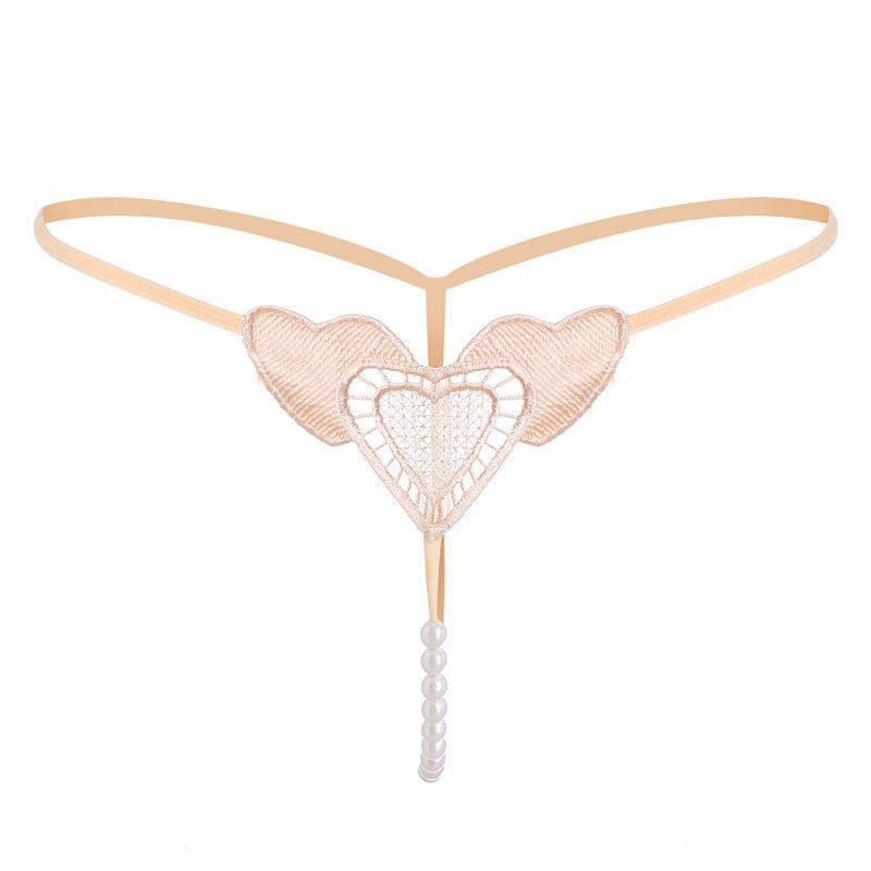 Heart Lace Pearl Thong