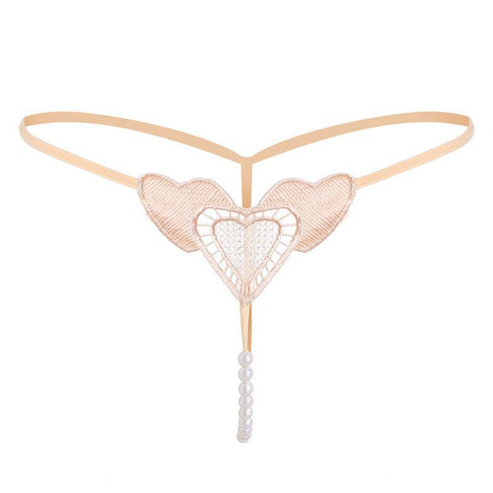 Heart Lace Pearl Thong