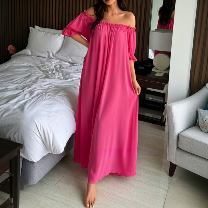 Sheer Ruffle Maxi Slip Dress
