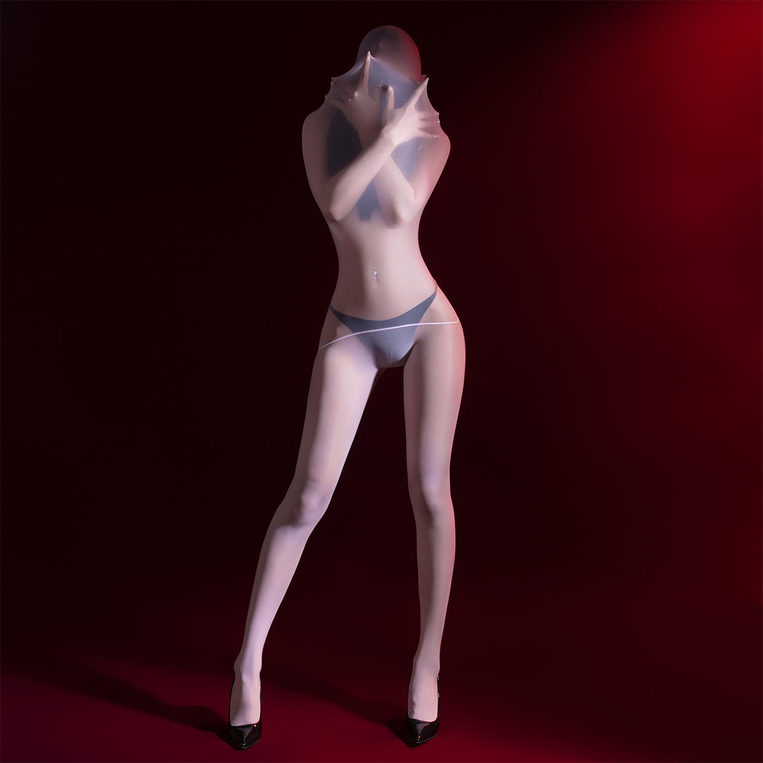 Wet Look Sheer Open Crotch Bodystocking