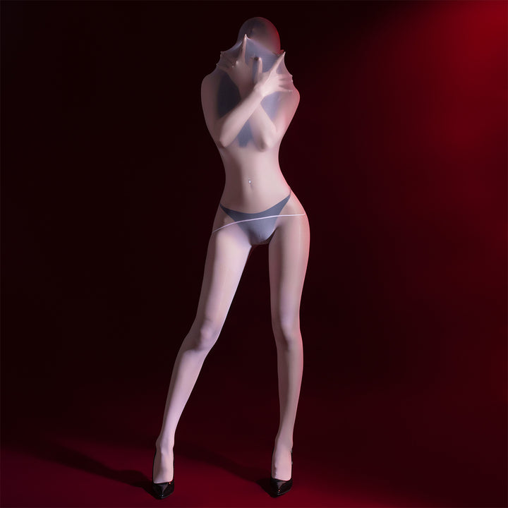 Wet Look Sheer Open Crotch Bodystocking