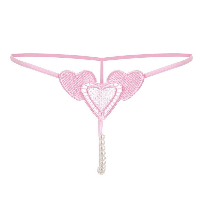 Heart Lace Pearl Thong