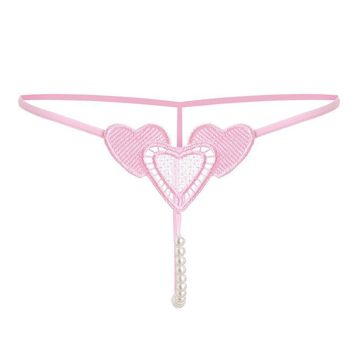 Heart Lace Pearl Thong