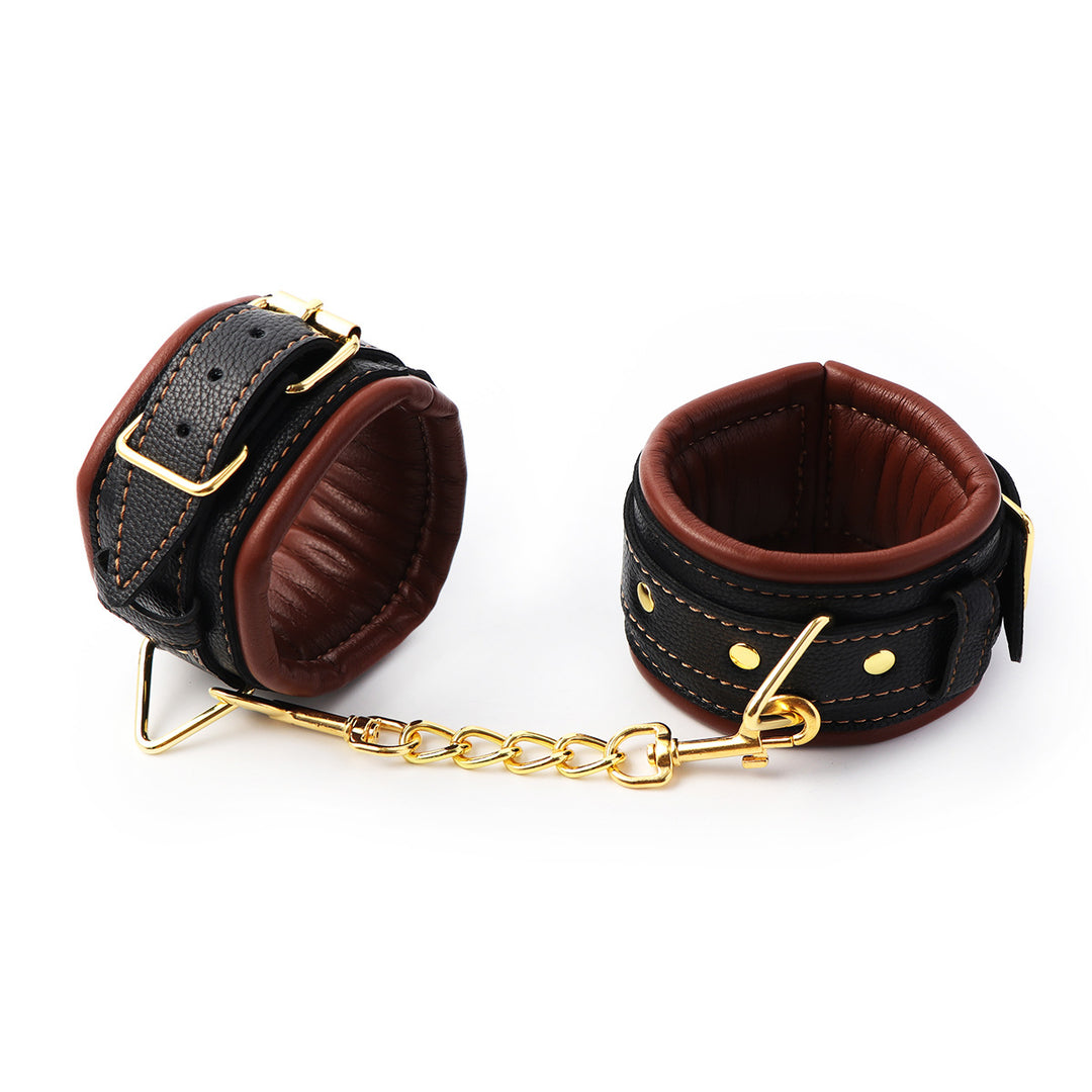 Luxury Leather BDSM Handcuffs Set