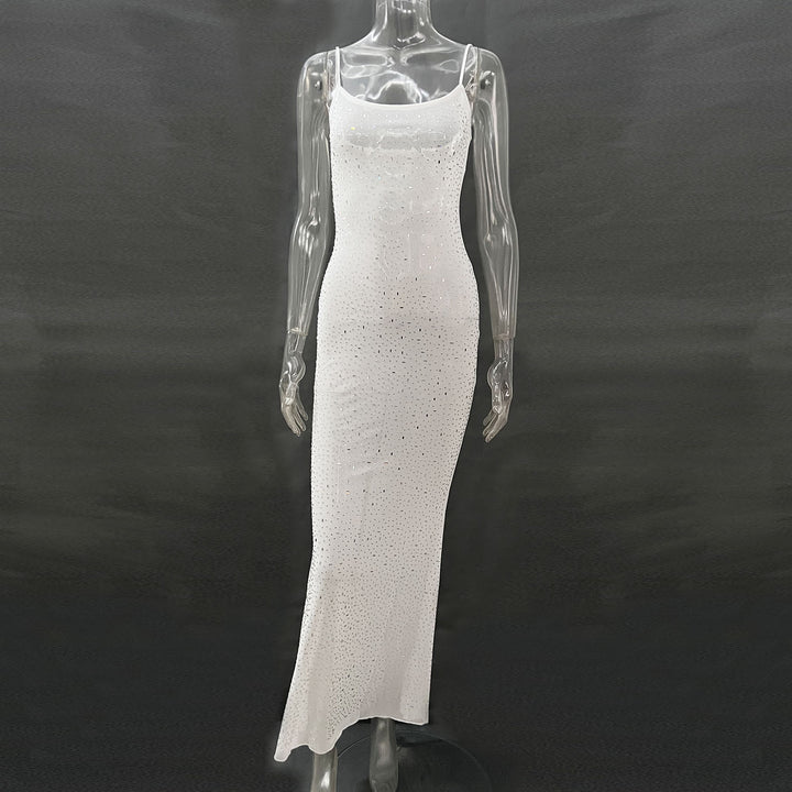 Rhinestone Sheer Mesh Maxi Dress