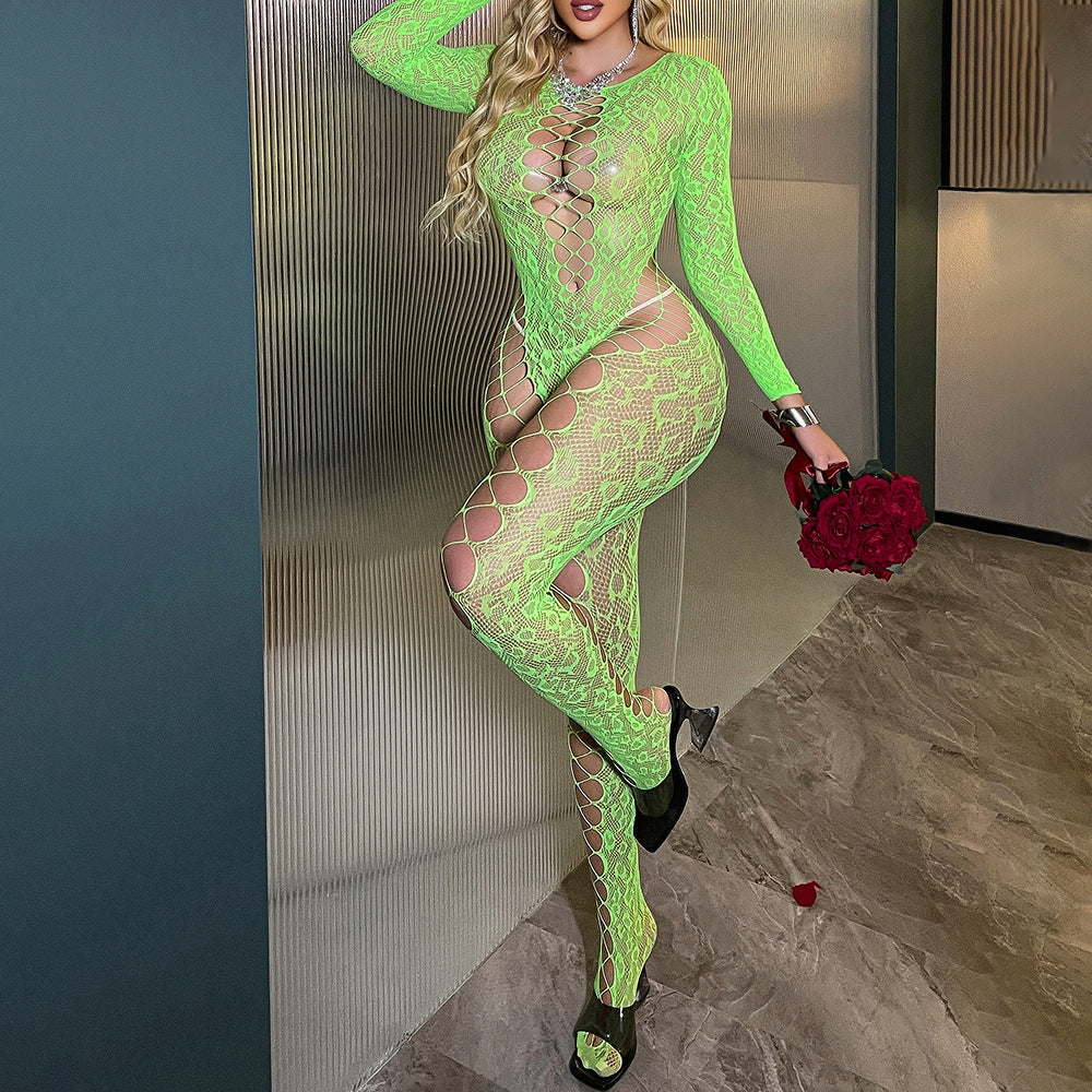 Leopard Fishnet Cutout Sculpting Bodystocking