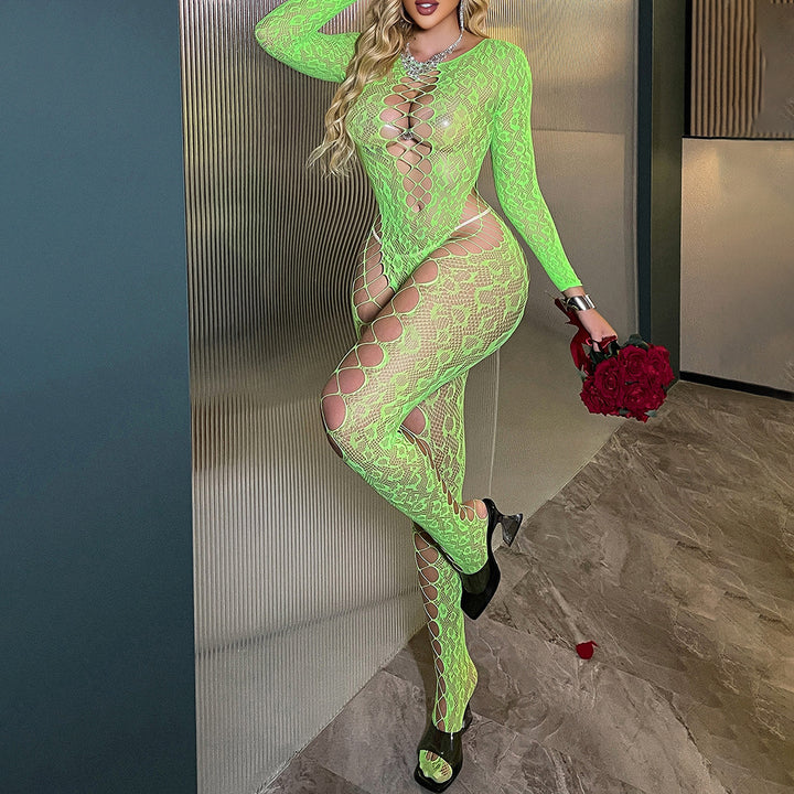 Leopard Fishnet Cutout Sculpting Bodystocking