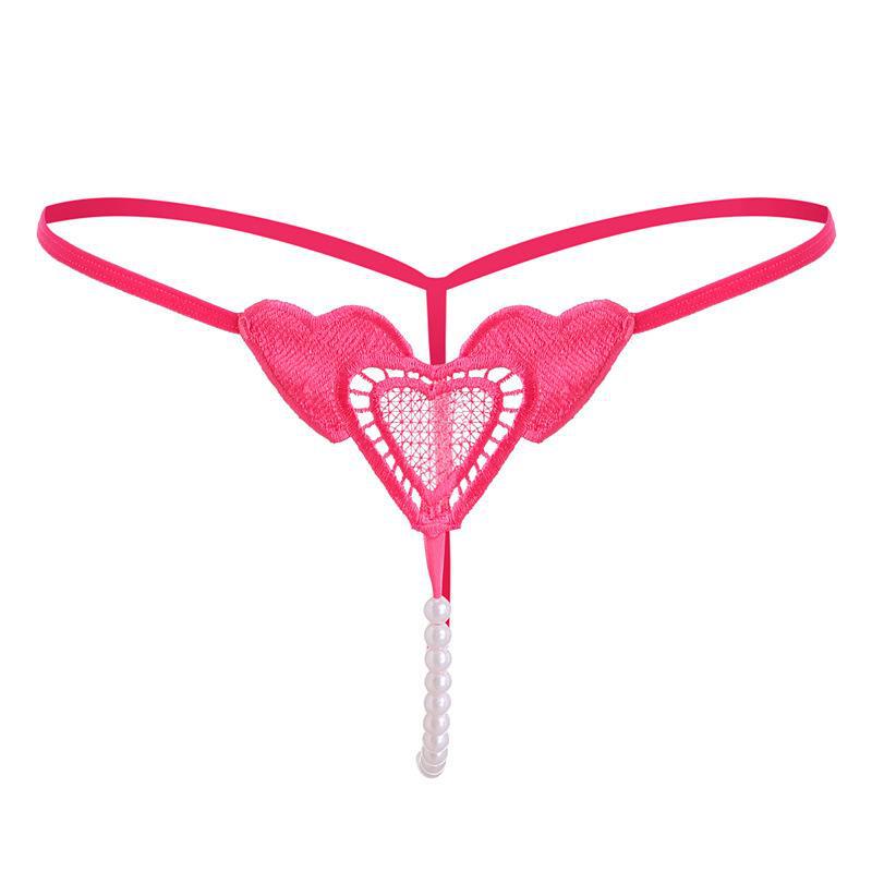 Heart Lace Pearl Thong
