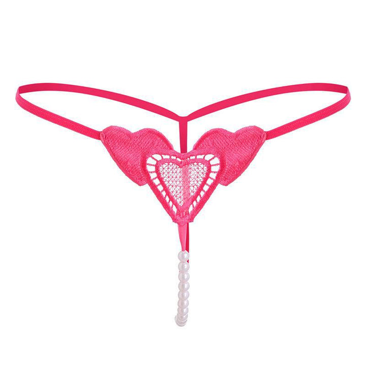 Heart Lace Pearl Thong