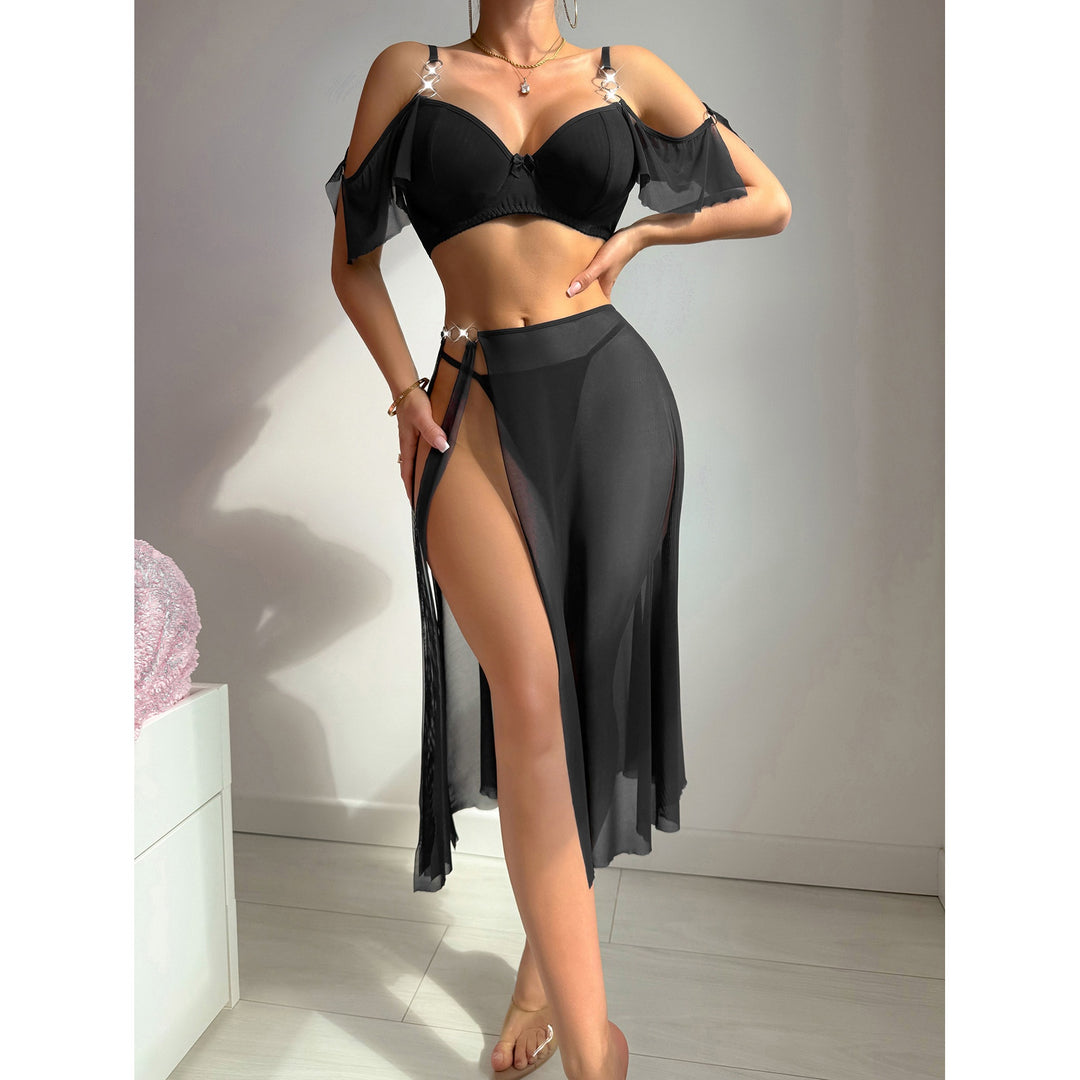 Off-Shoulder High Slit Skirt Set