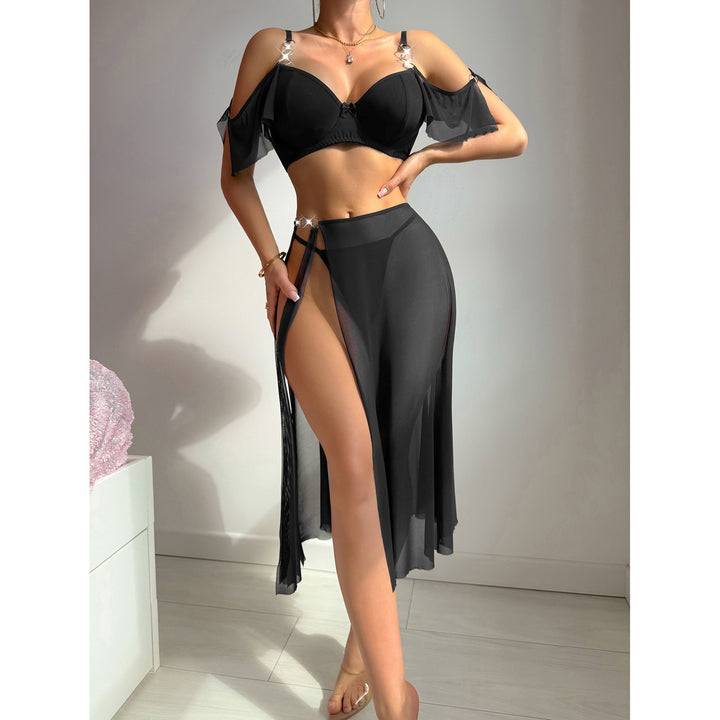 Off-Shoulder High Slit Skirt Set