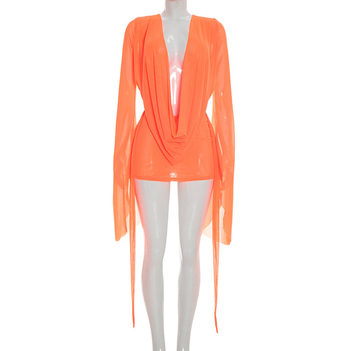 Moonlit Drape Backless Mini Dress
