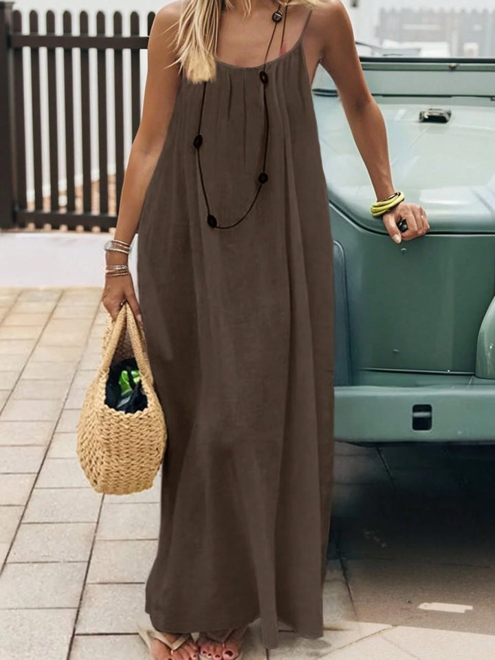 Backless Silk Touch Loose Maxi Lounge Dress