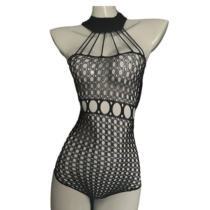 Halter Neck Sheer Cutout Bodysuit