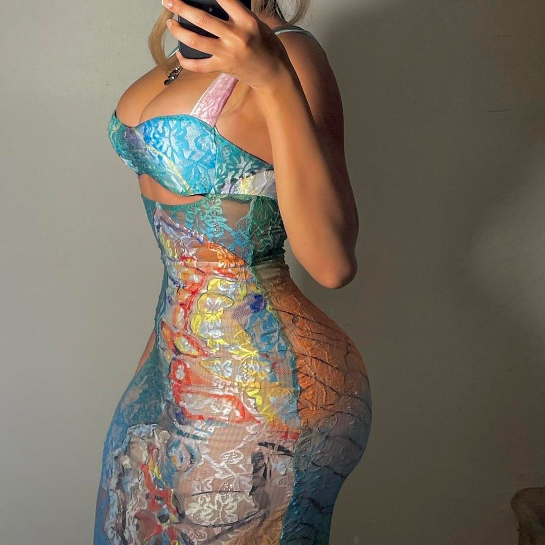 Butterfly Lace Backless Bodycon Dress