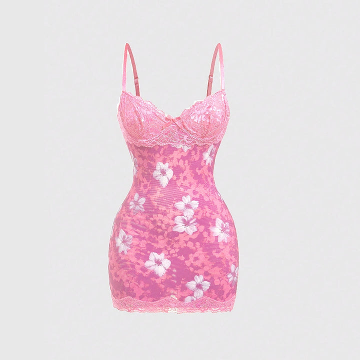 Leopard Lace Slip Mini Dress