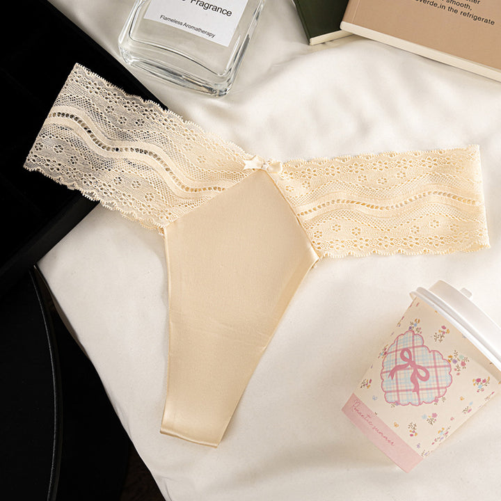Satin Lace Seamless Thong