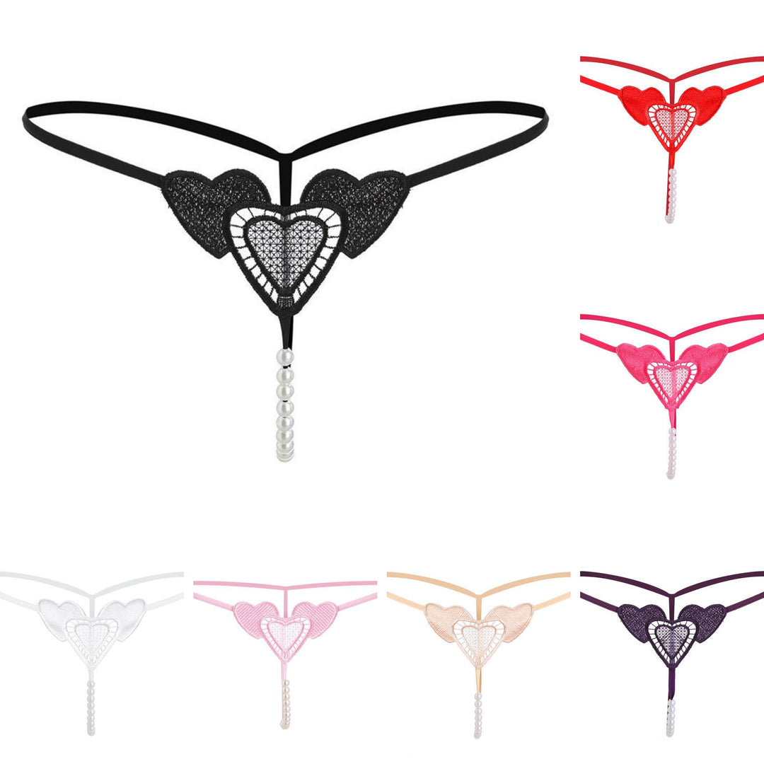 Heart Lace Pearl Thong