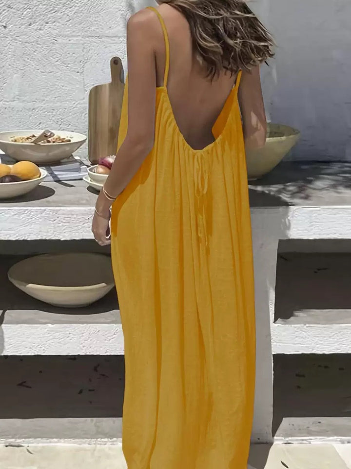 Backless Silk Touch Loose Maxi Lounge Dress