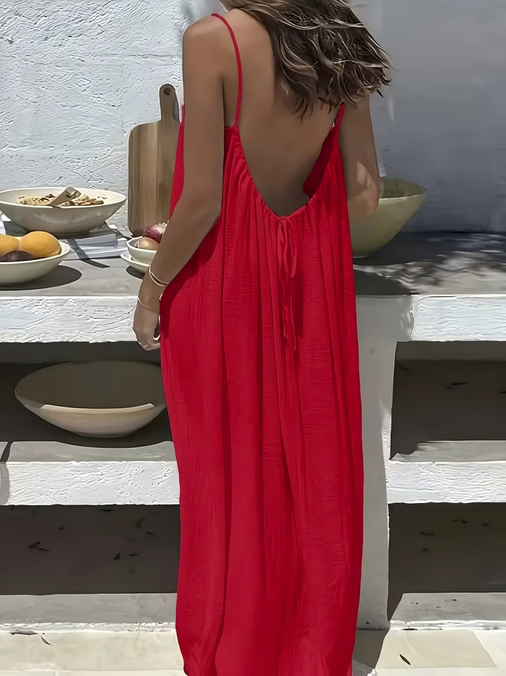 Backless Silk Touch Loose Maxi Lounge Dress